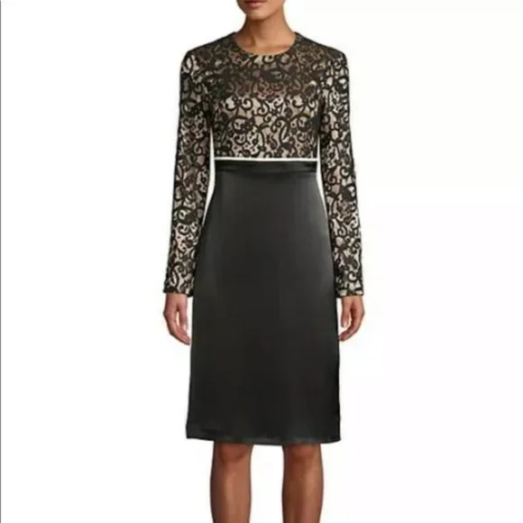 Tory Burch Dresses | Tory Burch Black Lace Color Blocking Dress | Color: Black/Tan | Size: 6 | Sarahswr's Closet